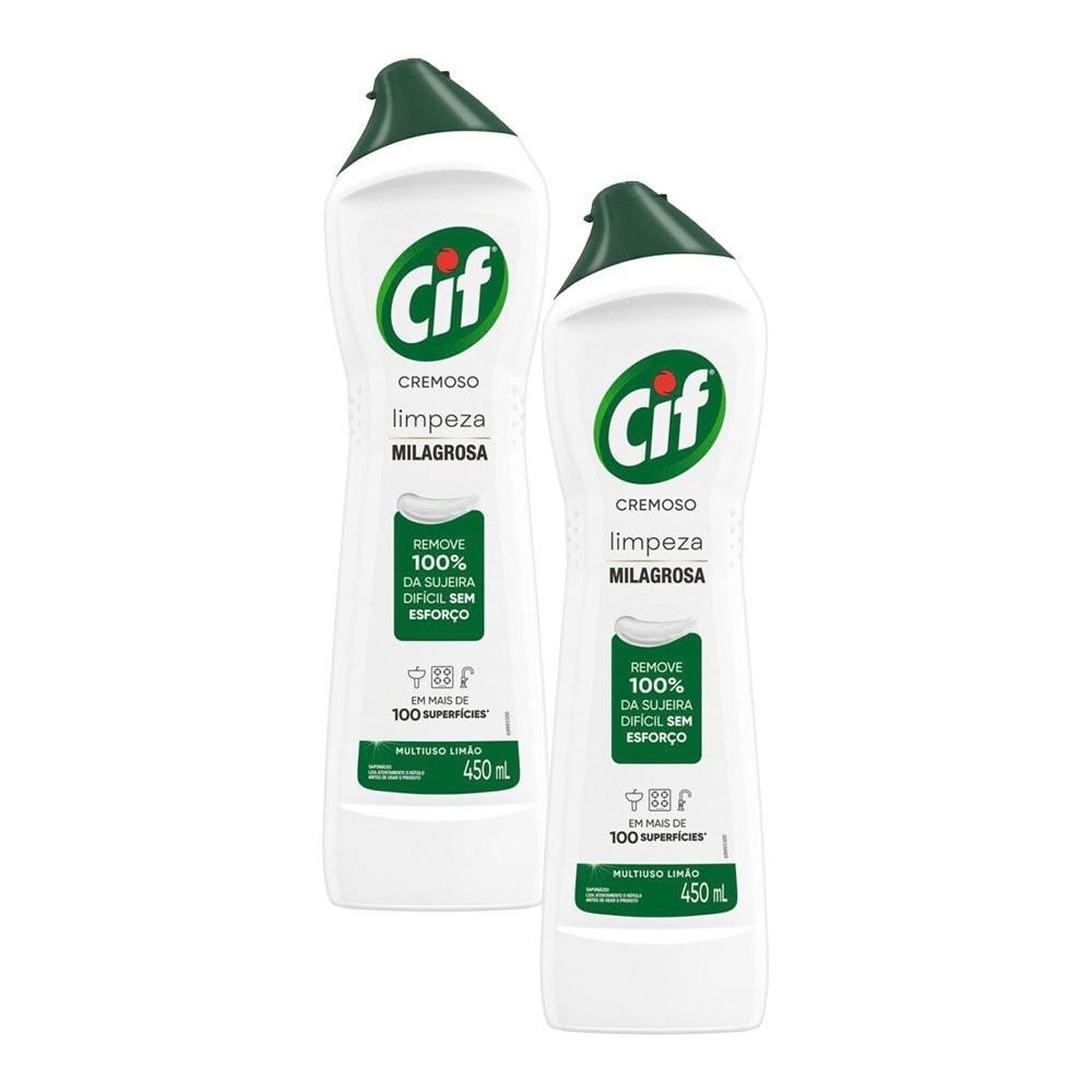 CIF Cremoso Limão: Kit com 2 Limpadores 450ml