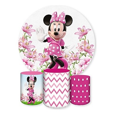 Decoração Mickey & Minnie: Painel + Capas de Cilindro