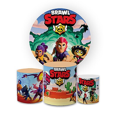 Decoração Brawl Star: Kit Painel + Cilindros