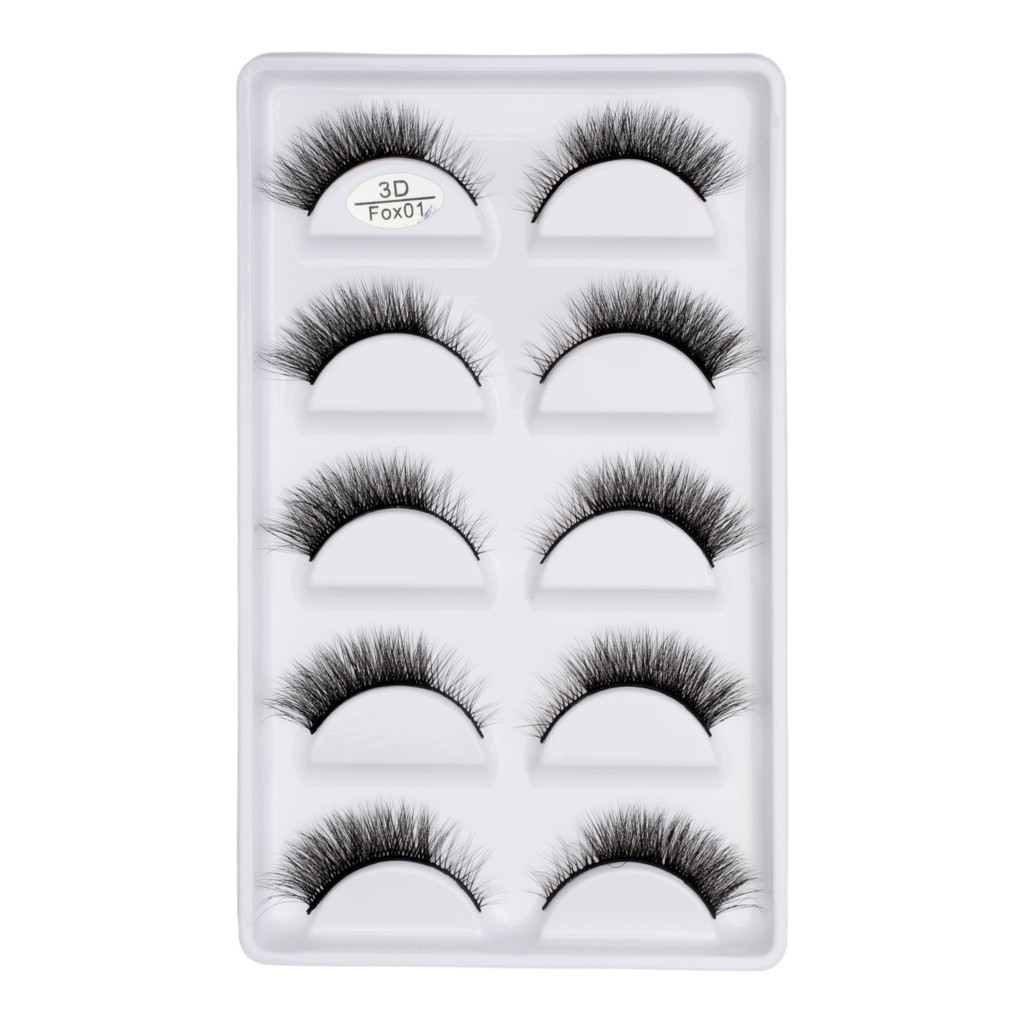 Cílios Postiços 3D Naturais FOX 01 – 5 Pares para Olhos Deslumbrantes