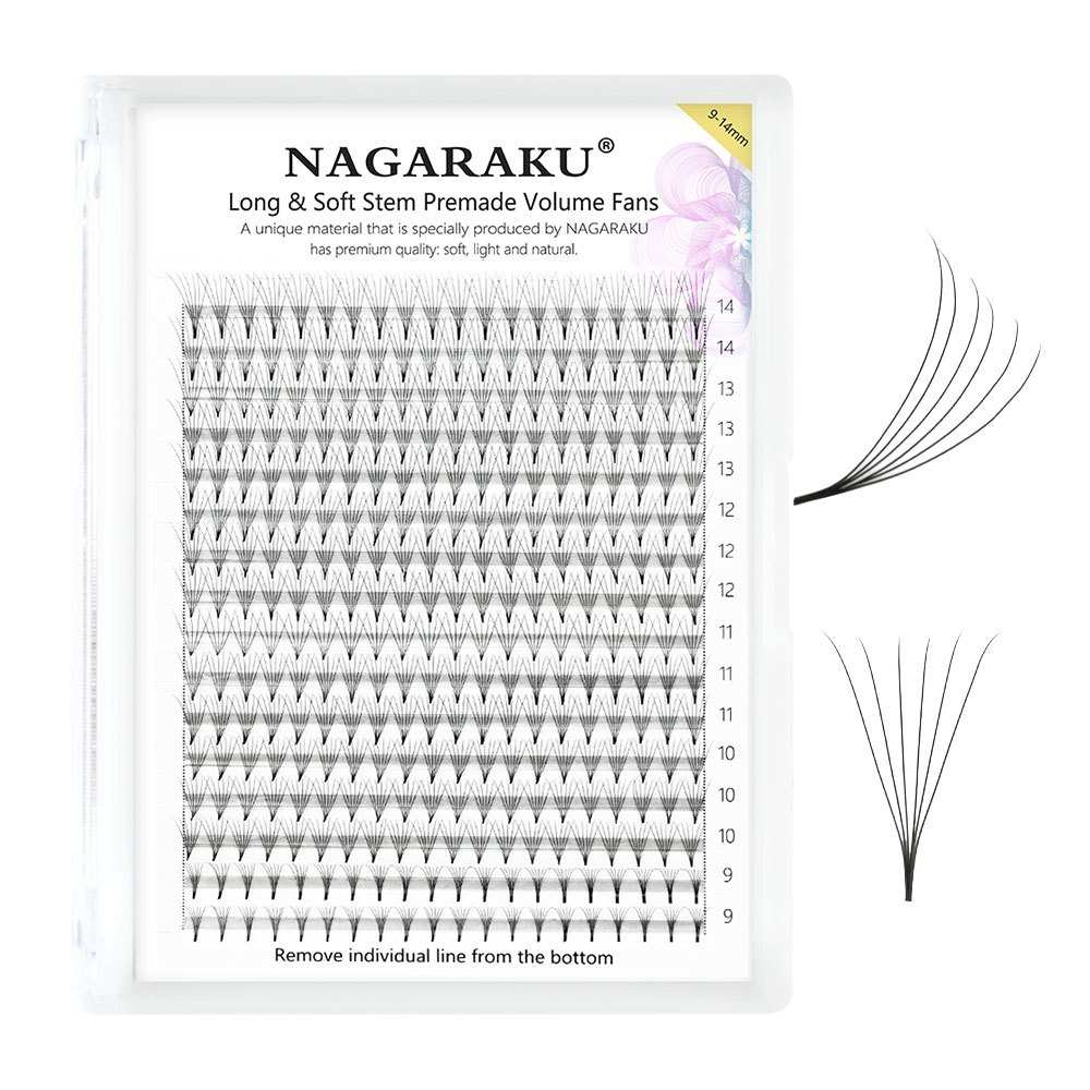 Cílios Volume Nagaraku: Pré-Fabricados 4D-10D