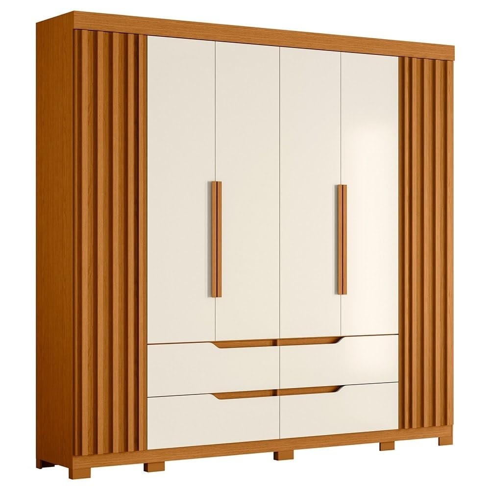 Guarda-Roupa Doble Casal 6 Portas 4 Gavetas Cinamomo/Off White - Organize seu Quarto com Estilo