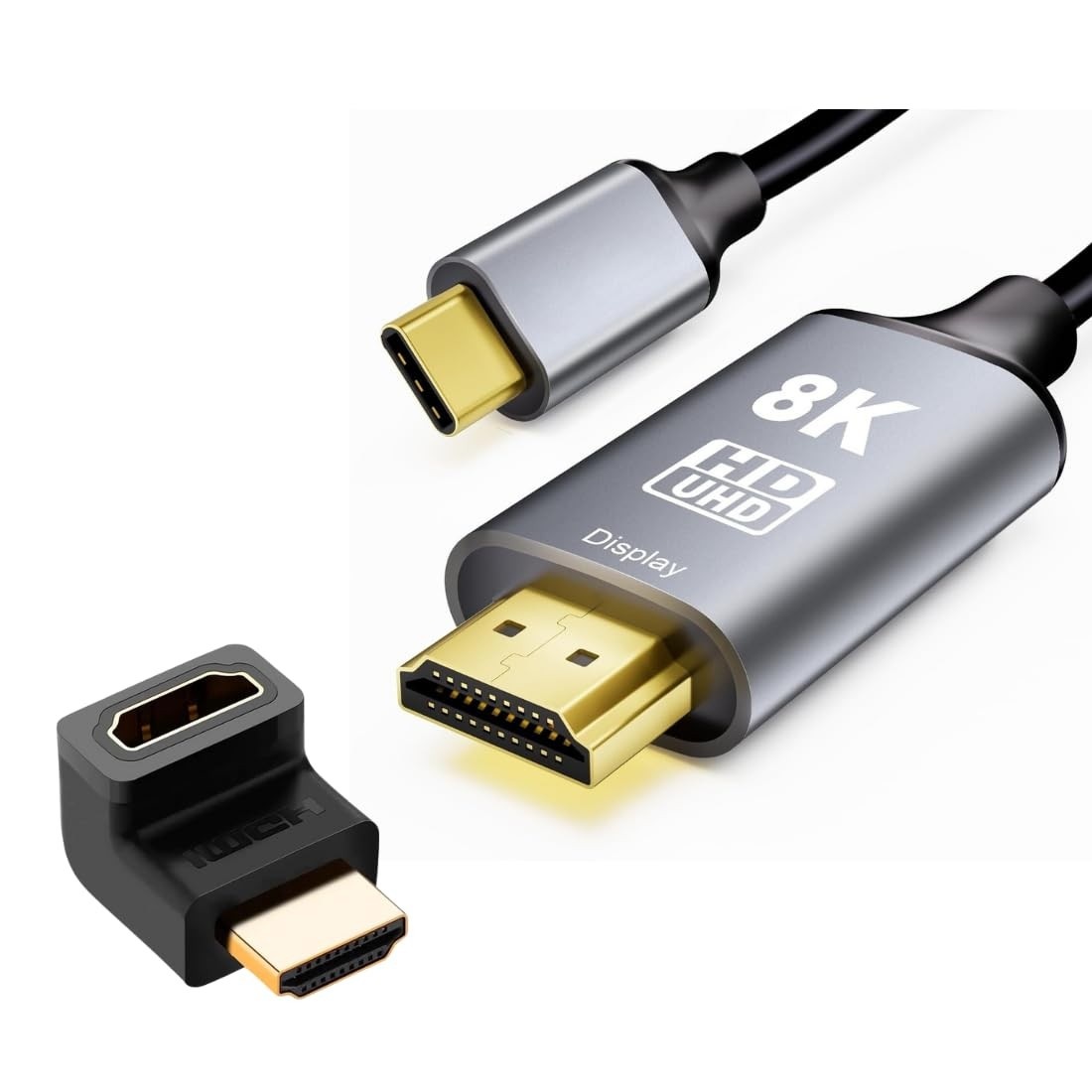 Kit Cabo USB-C para HDMI 8K 60Hz: Imagem Cinematográfica e Plug & Play para iPhone 15, MacBook e PC