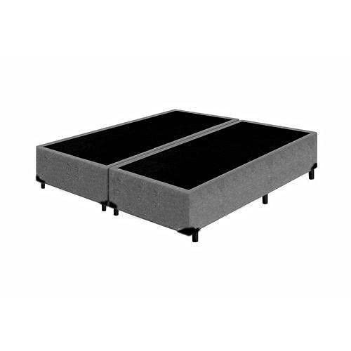 Base Box Casal Bipartido Suede Cinza - Design Moderno com Estrutura Reforçada