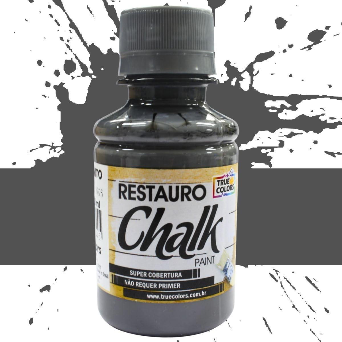 Tinta Chalk True Colors 100ml Cinza Granito - Acabamento Fosco Aveludado para Projetos de Restauração
