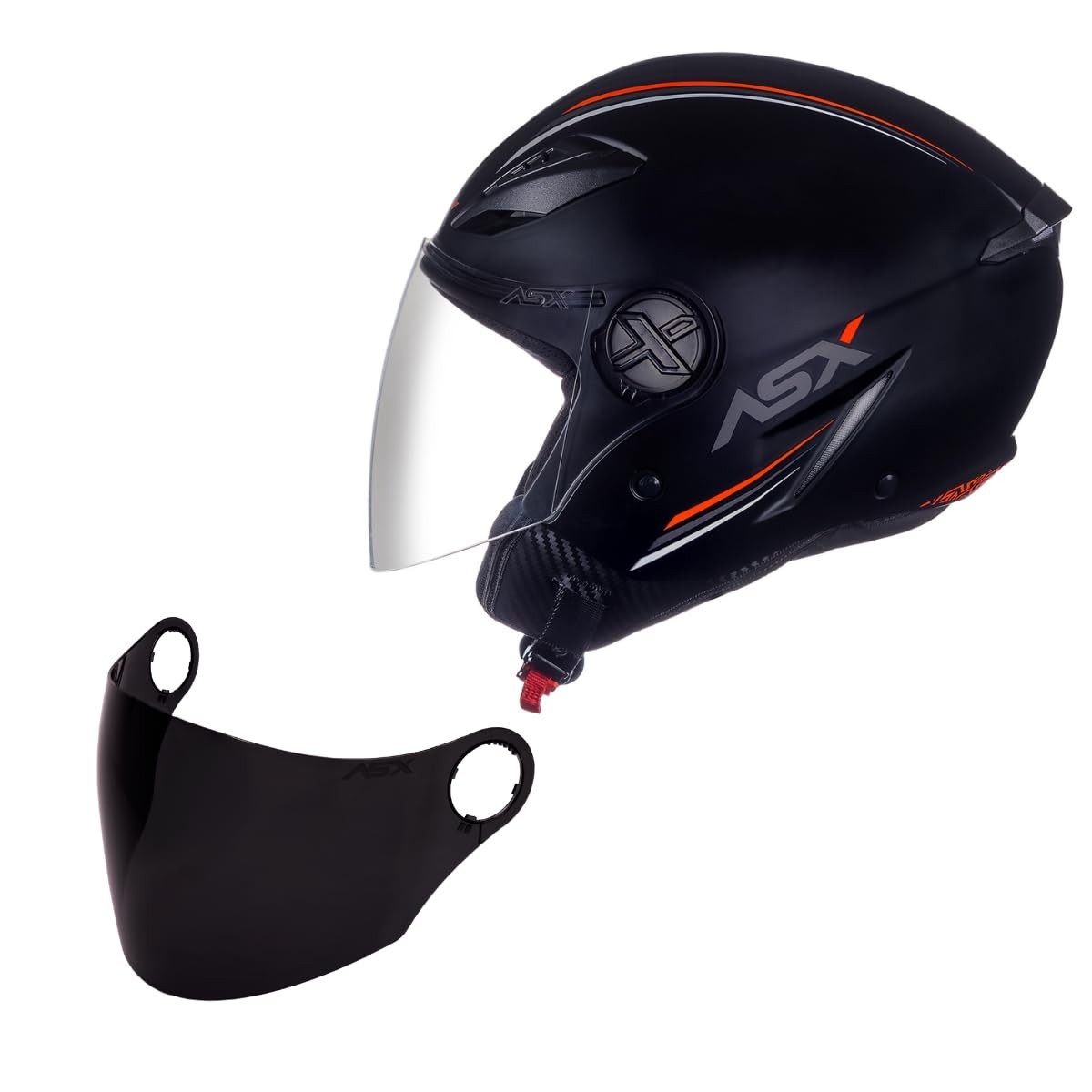 Kit Capacete Aberto ASX City Air Preto Fosco Masculino + Viseiras Cristal e Fumê