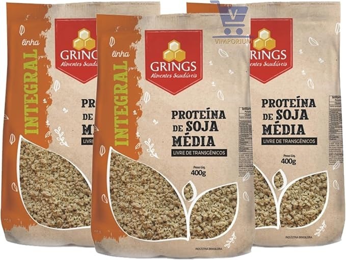 3 Proteínas De Soja Média Clara 400g Livre De Transgênicos