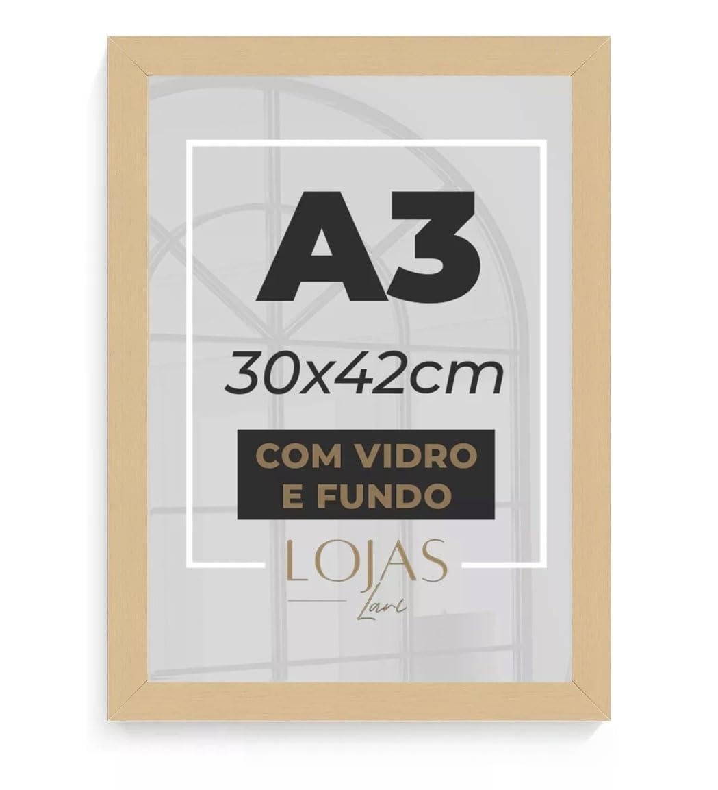 Quadro Moldura A3 30x42 com Vidro - Proteção Elegante para Certificados e Diplomas (Madeira Clara)