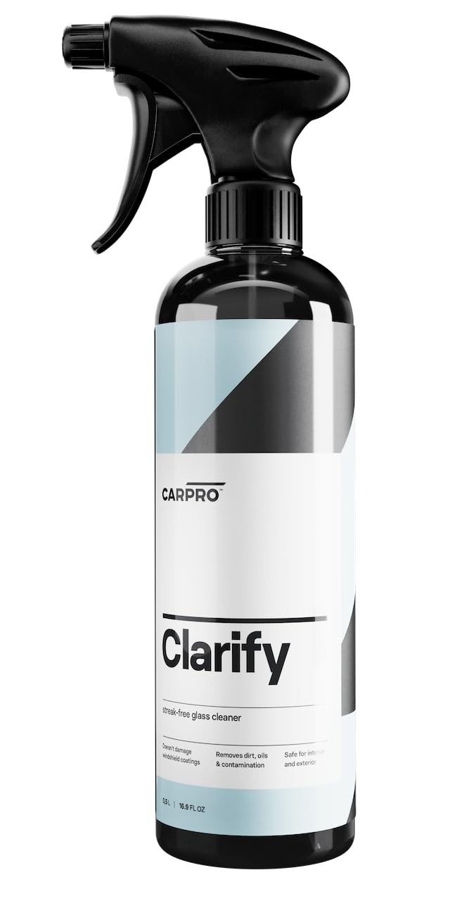 Limpador de Vidro CarPro Clarify Streak Free 500ml: Clareza Impecável e Brilho Sem Manchas