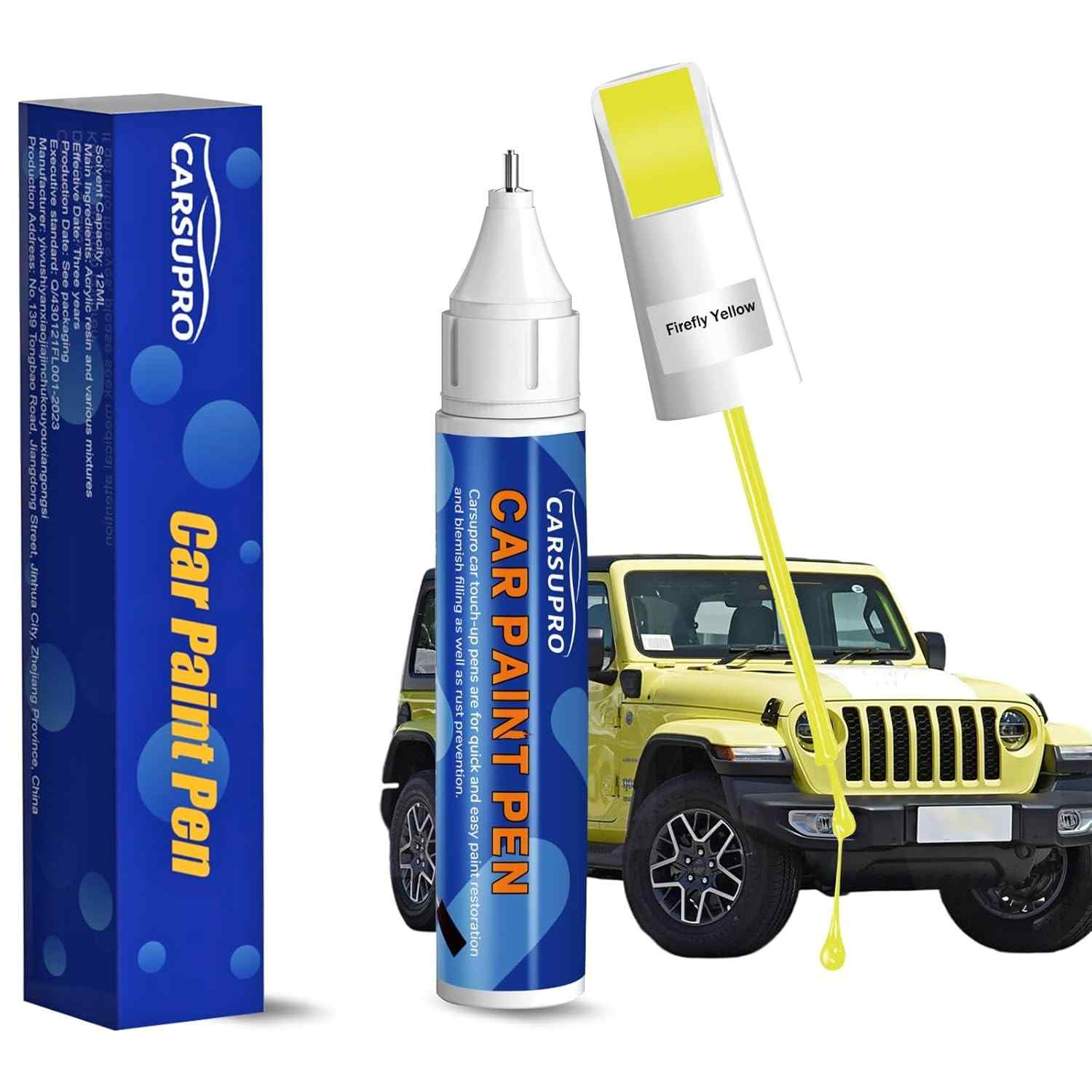 Caneta de Retoque Automotivo Amarelo Claro - Reparo de Arranhões com Cor Exata