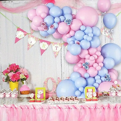 Kit 100 Balões Latex para Chá de Revelação – Rosa + Azul Claro