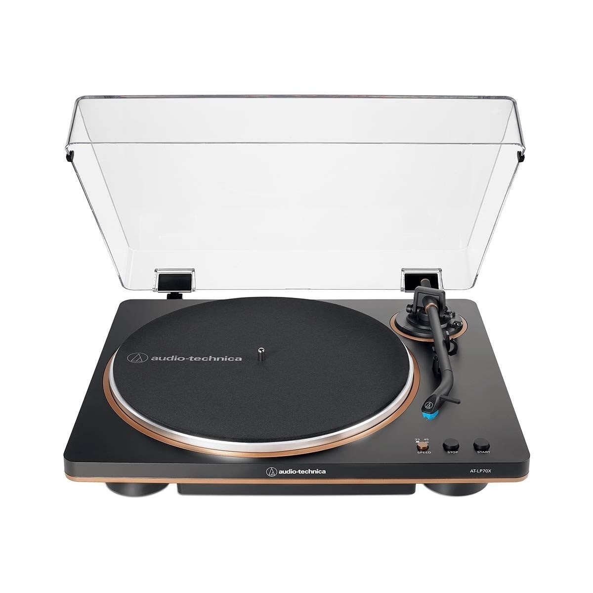 Toca-Discos Audio-Technica AT-LP70X-BZ: Som Clássico com Tecnologia Automática (Preto/Bronze, Bivolt)