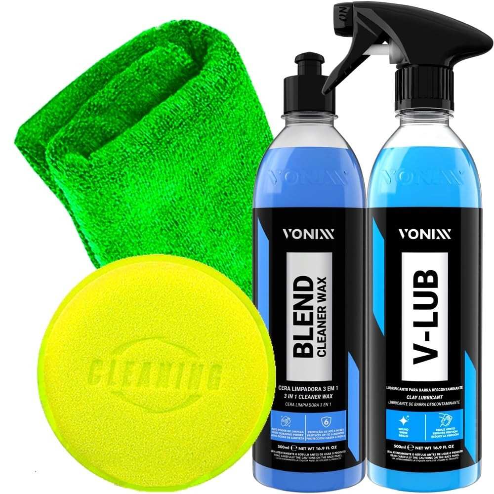 Kit Essencial Vonixx & Karbox: Lubrificante V-Lub, Blend Cleaner, Pincel e Toalha para Cuidado Automotivo Completo