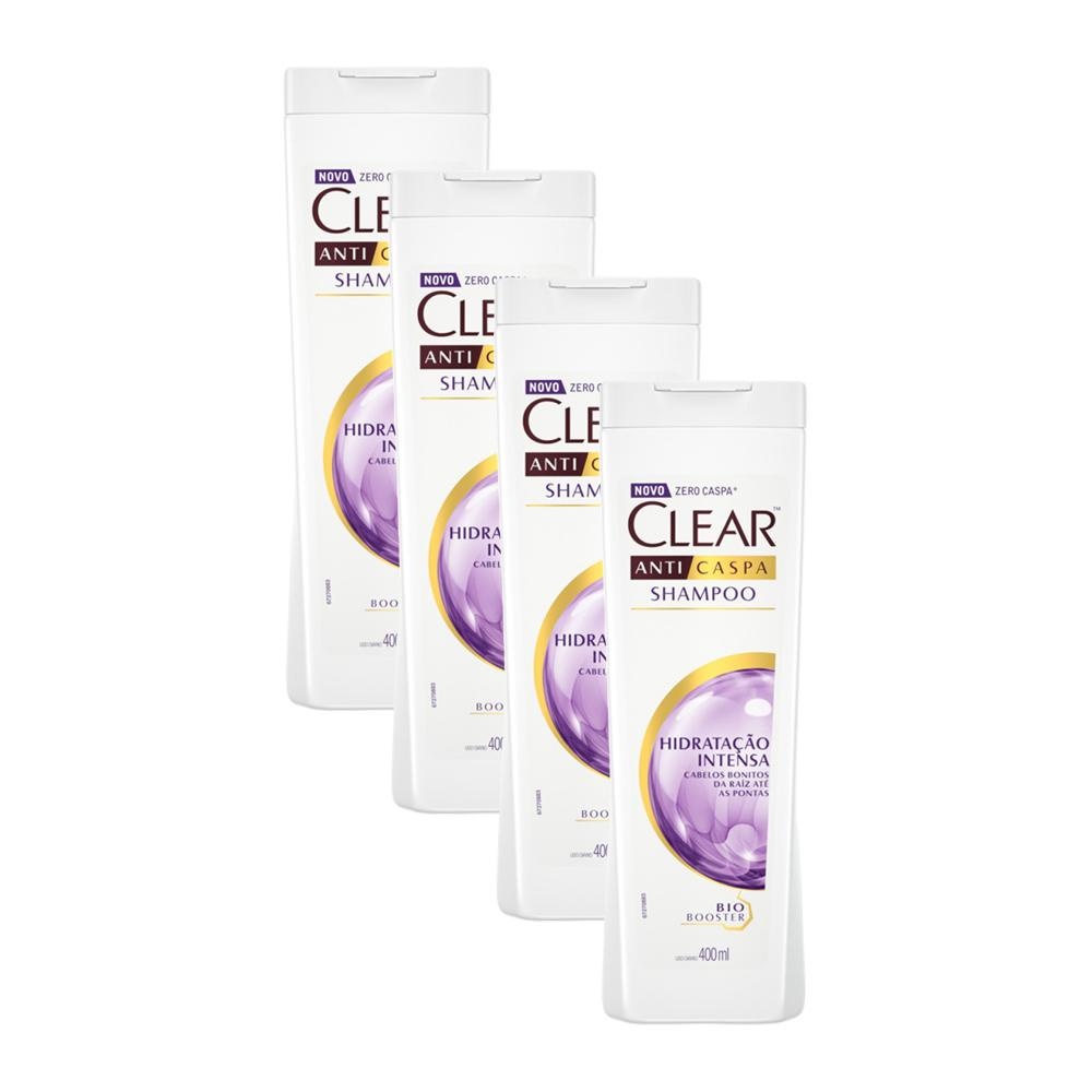 Clear Anticaspa: Kit 4 Shampoos Hidratação Intensa