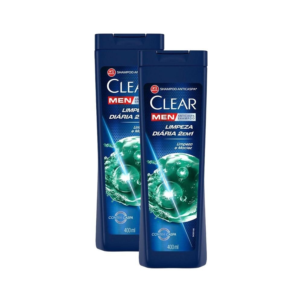 Clear Men: Kit 2 Shampoo Anticaspa 400ml