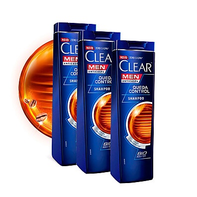 Clear Men Queda Control: Kit 3 Shampoo Anticaspa