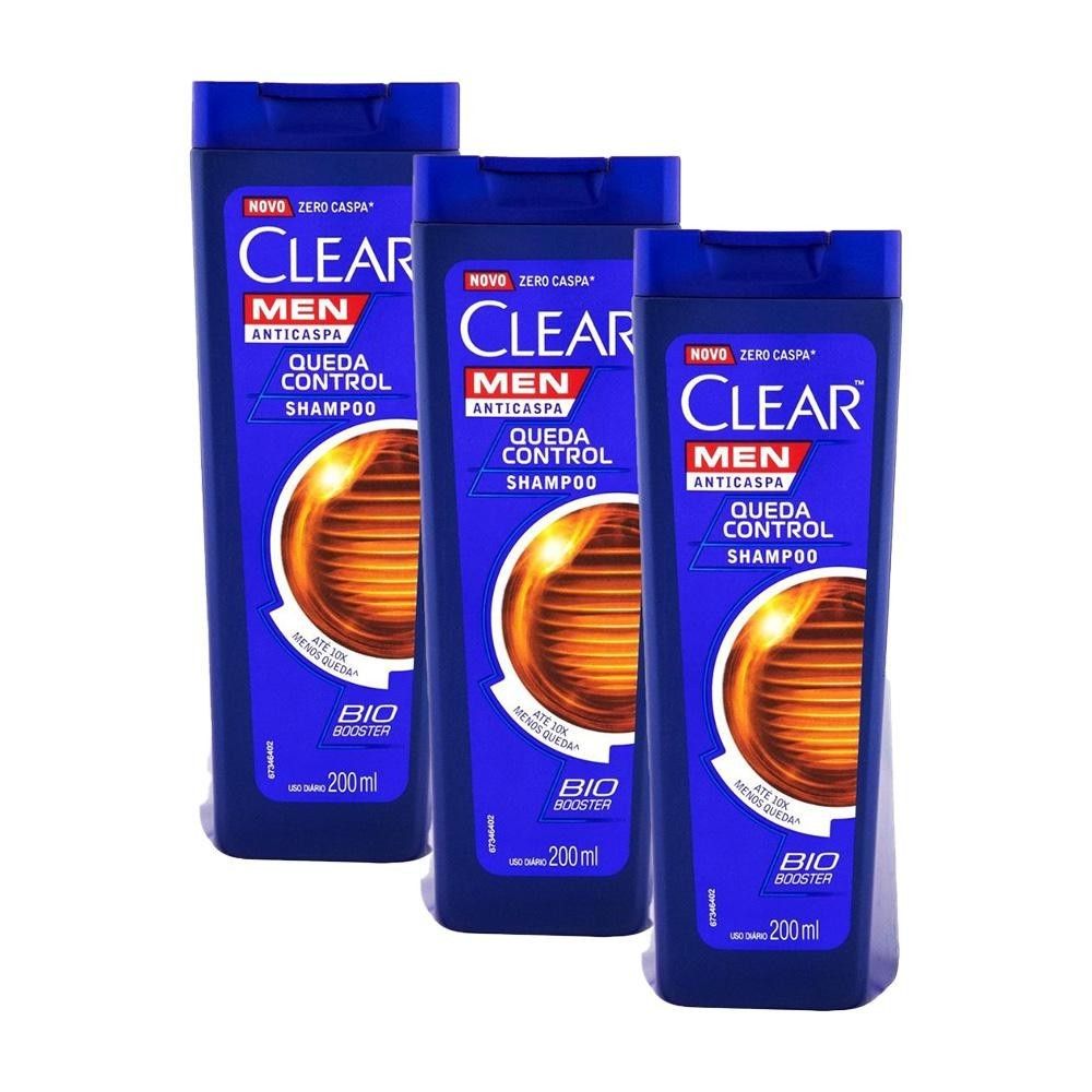Clear Men Queda Control: Kit com 3 Shampoo Anticaspa