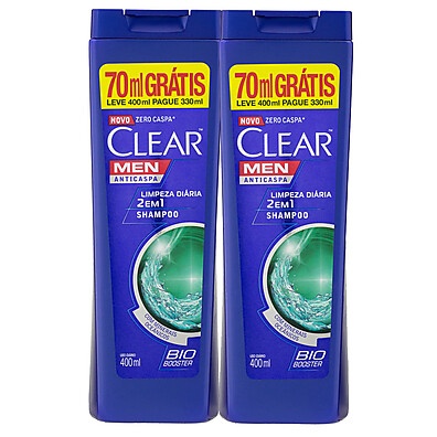 Clear Men: Shampoo 2 em 1 Contra Caspa - Kit 2x400ml