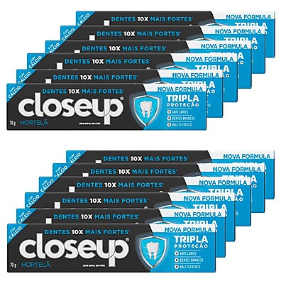 Close Up Triple Hortelã 70g – 12 Unidades com Flúor Bioativo