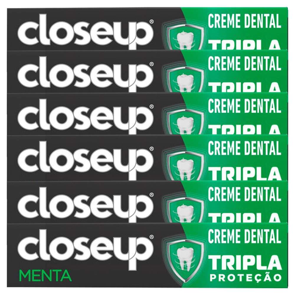 Close Up Triple Menta: Kit 6 Cremes Dentais 70g