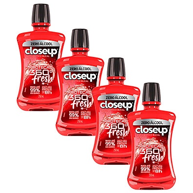 Closeup Red Hot: Kit 4x Enxaguante Bucal Fresh