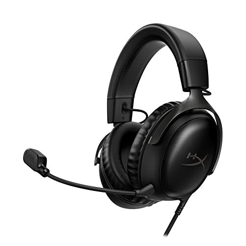 Headset Gamer HyperX Cloud III – Compatível com PC, PS5, Xbox Series X|S, Drivers Angulados de 53mm, Áudio DTS, Microfone de 10 mm, USB-C, USB-A, Fio de 3,5 mm, Vermelho e Preto (727A9AA)