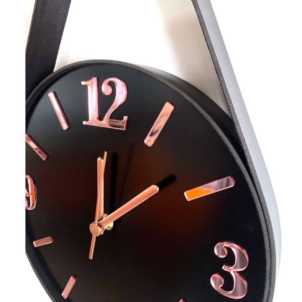 Relógio de Parede Adnet Preto Cardinais Rose 25 cm