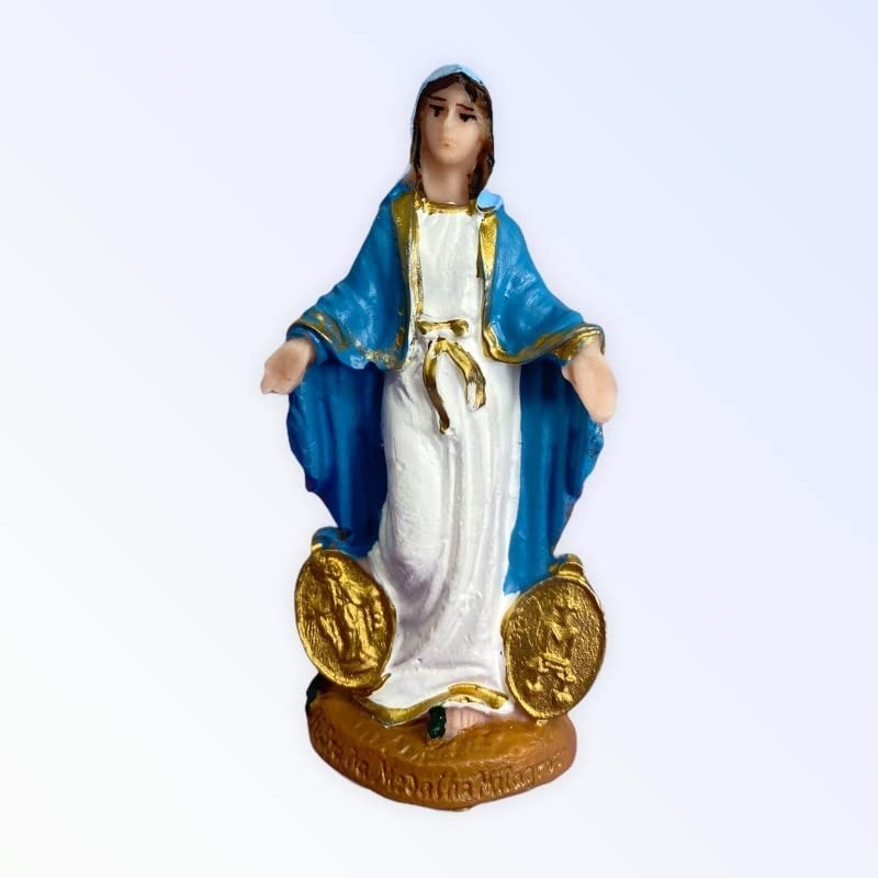 Imagem de Santa Católica em Resina 8 cm - Medalha Milagrosa - Decoração e Fé