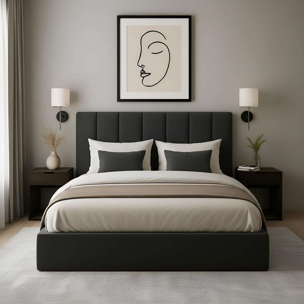 Cabeceira Cama Box Casal 7 Módulos Estofada Modular Moderna 60x20 cm