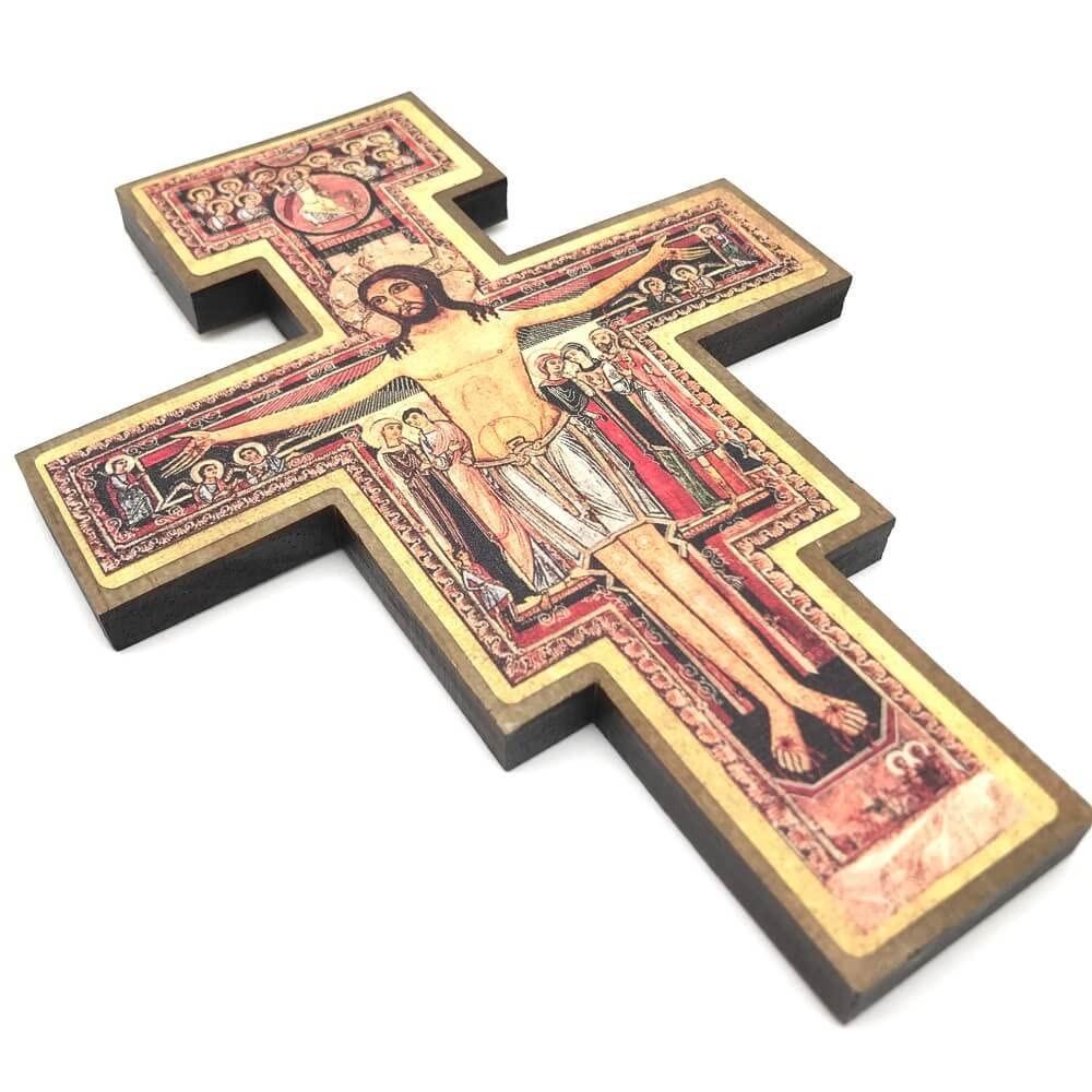 Crucifixo Cruz de São Damião para Parede - 19 cm | Decoração Religiosa Contemporânea