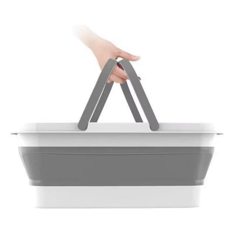 Balde Dobrável Retangular de Silicone com Alça - Compacto e Prático 46 cm