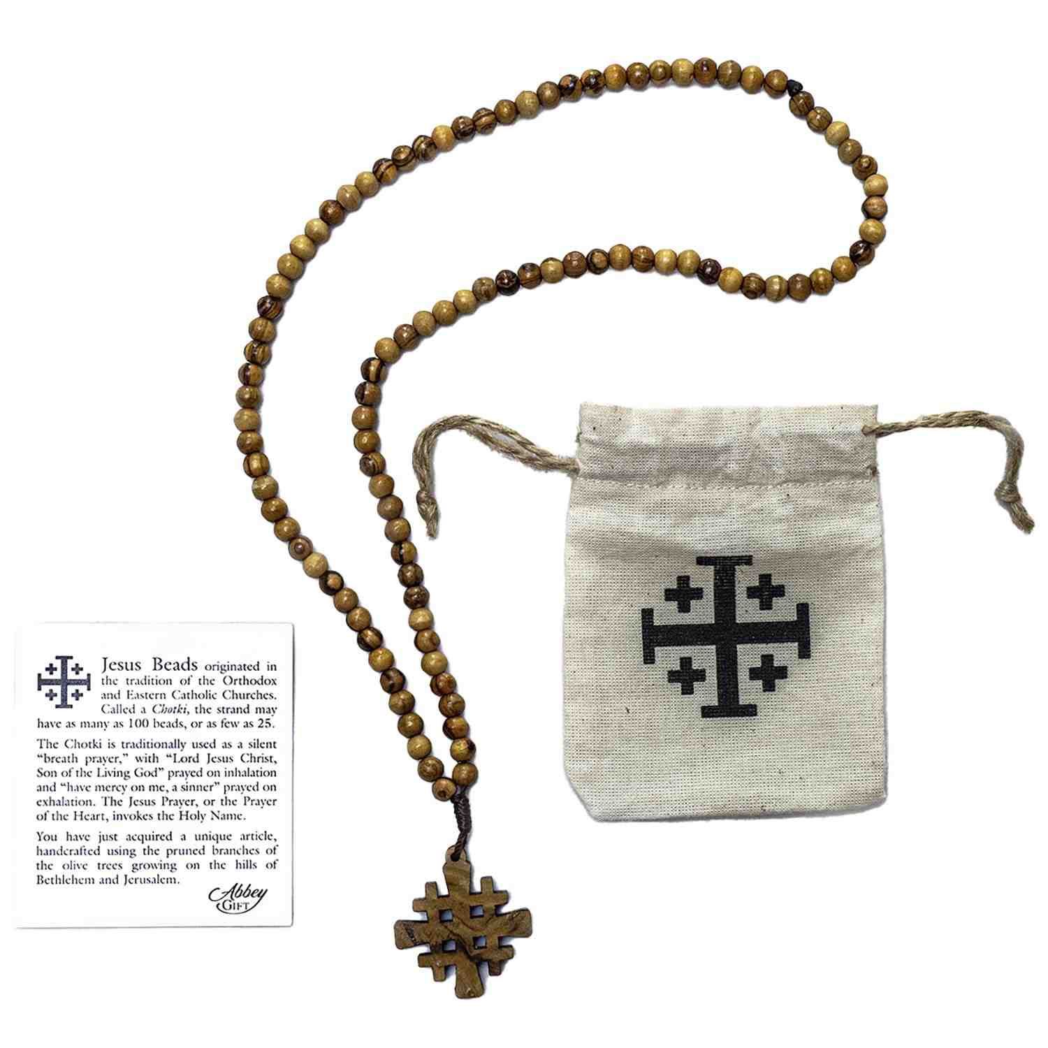 Fio de Contas de Madeira com Imagens de Jesus - 10 x 8,5 cm | Abbey Gift
