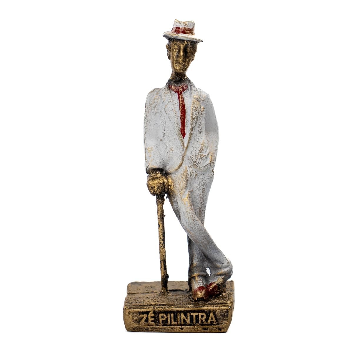 Escultura Zé Pelintra Branco Vintage 11 cm - Resina Decorativa com Estilo Nostálgico