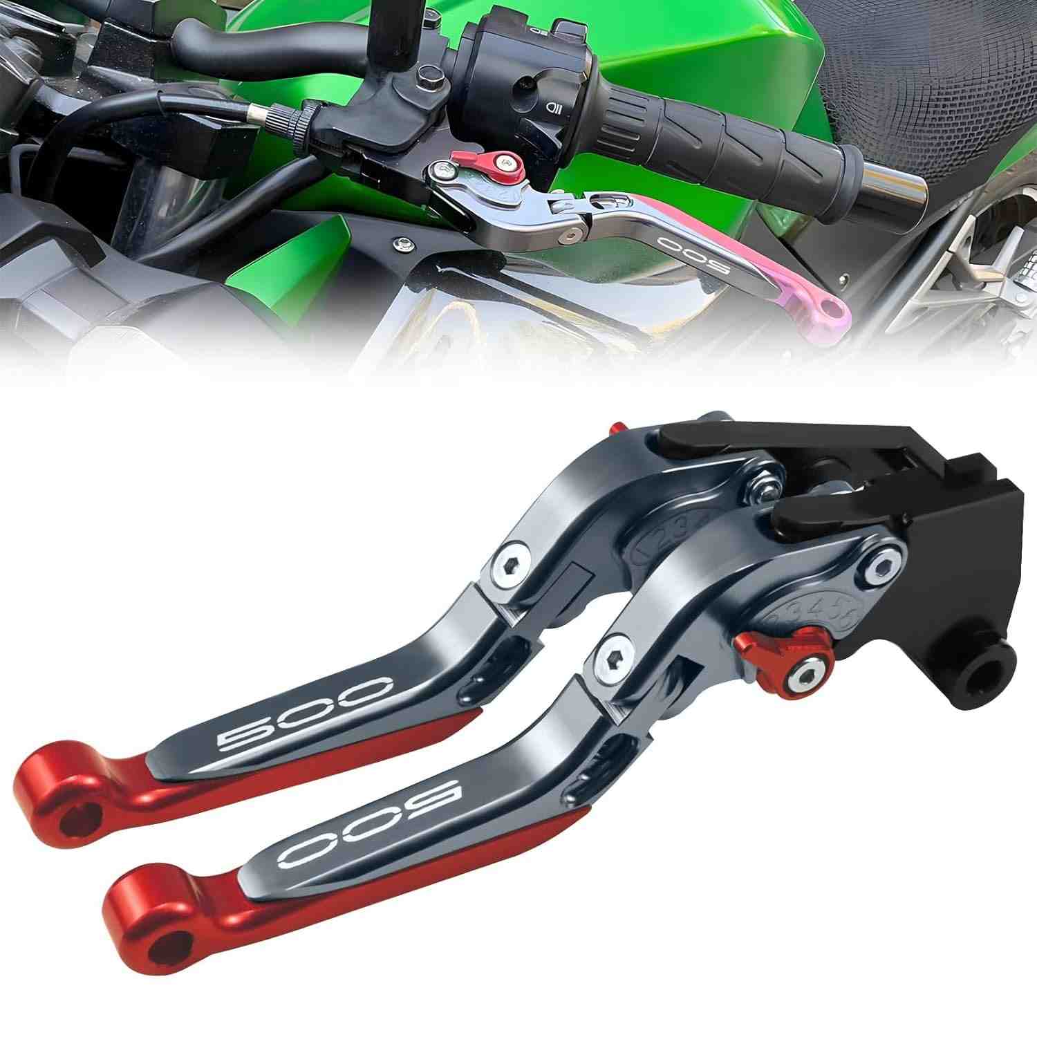 Alavanca de Freio e Embreagem Ajustável CNC para Kawasaki NINJA 500 / Z500 SE 2024-2025 (Vermelho + Preto)