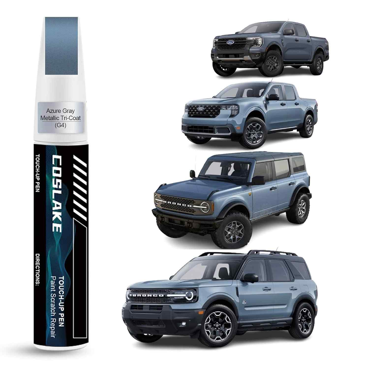 Tinta de Retoque Azure Gray Metallic Tri-Coat G4 para Ford - Kit Reparo Arranhões