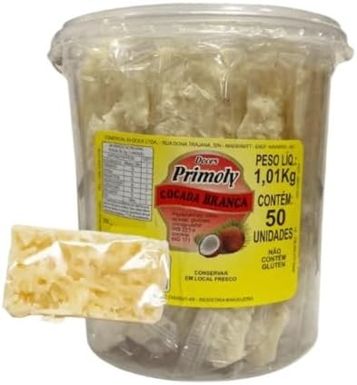 Cocada Branca Primoly Pote 1,01Kg C/ 50 Unidades