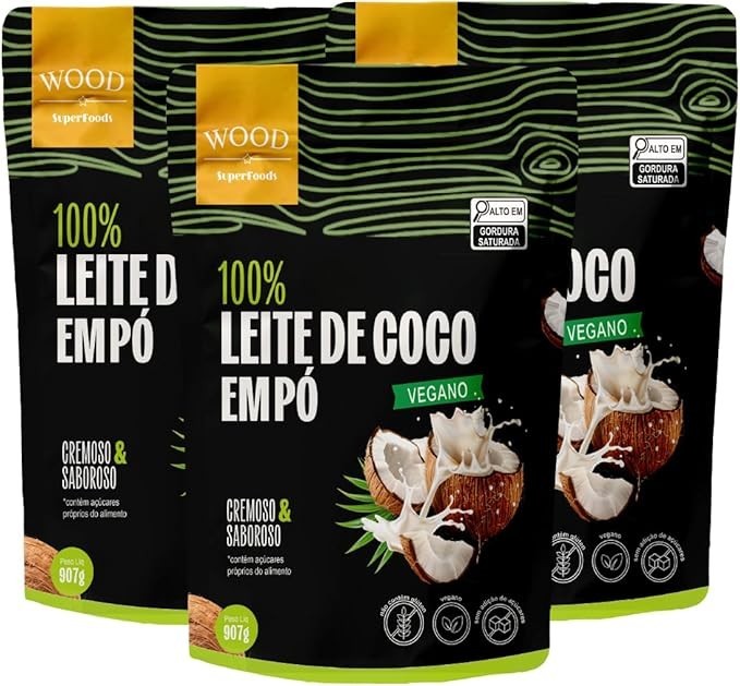 Kit 3 Leite de Coco em Pó 100% Puro Vegano Sem Lactose 907g