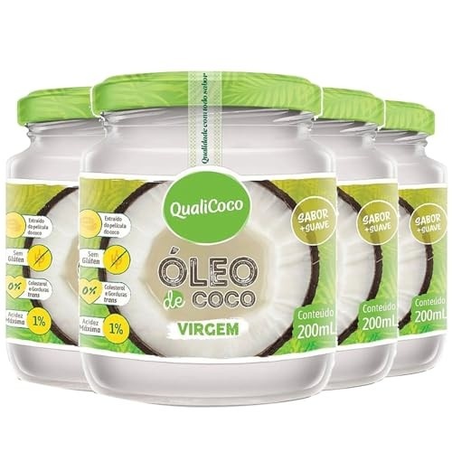 Kit c/ 4und Óleo de Coco Virgem QUALICOCO 200ml