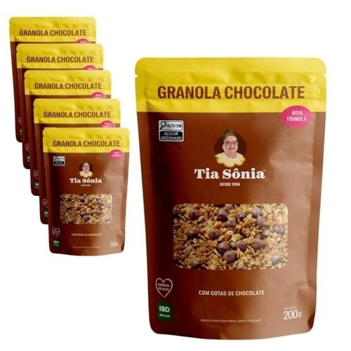 Tia Sônia, Kit 6 Granola Gotas de Chocolate Coco Cereais 200g Tia Sônia