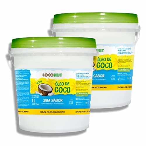 Kit Com 2 - Óleos de Coco Sem Sabor 1 Litro Coconut