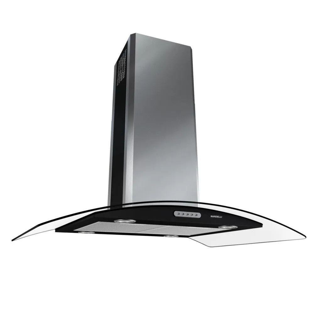 Coifa Ilha Nardelli Vidro Curvo Black 90cm: Design e Potência