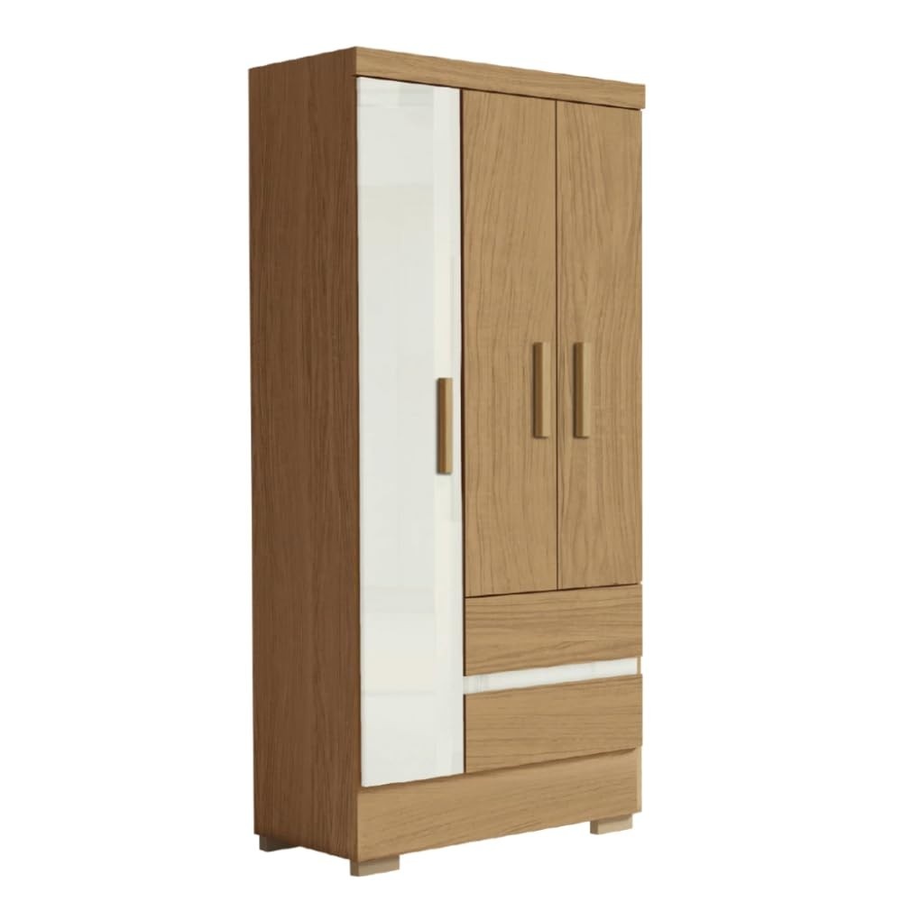 Guarda-Roupa Solteiro 3 Portas 2 Gavetas Coimbra - Design Moderno Off White