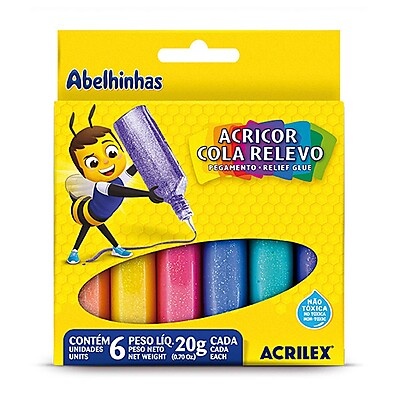 Cola Agricor Relevo 6 Cores 20g – Efeitos Decorativos Incríveis para Artesanato