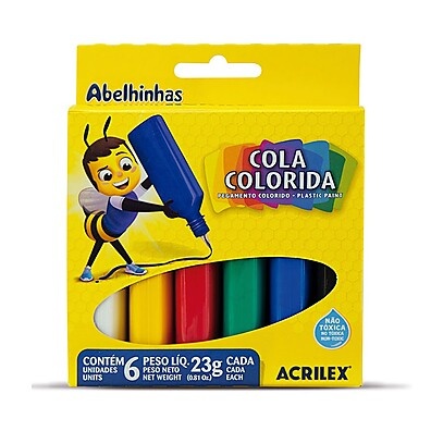 Cola Colorida Acrilex 6 Cores: Crie Projetos Escolares e Artesanais com Segurança