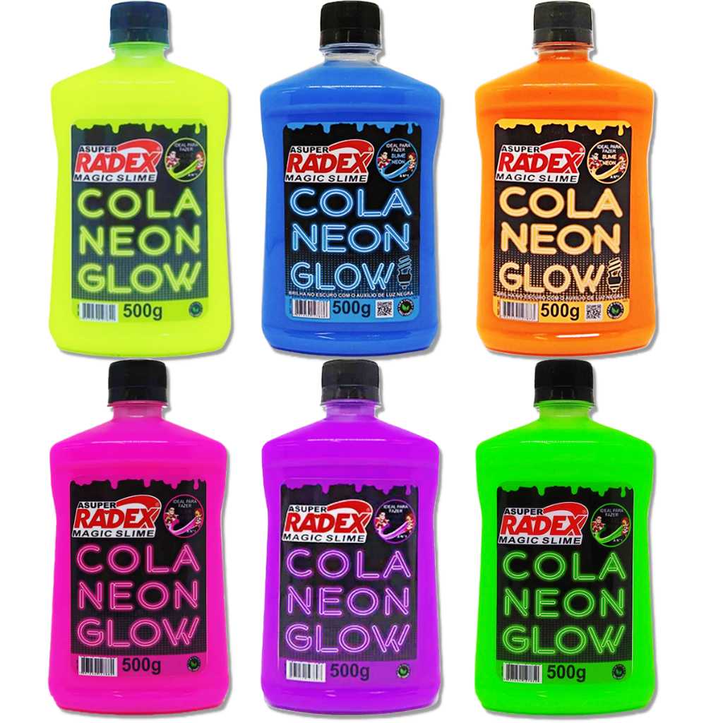 Cola Neon Glow para Slime 500g – Brilha na Luz Negra e Cria Slimes Coloridos!