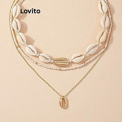 Colar Boho Lovito com Conchas e Miçangas - LFA71043
