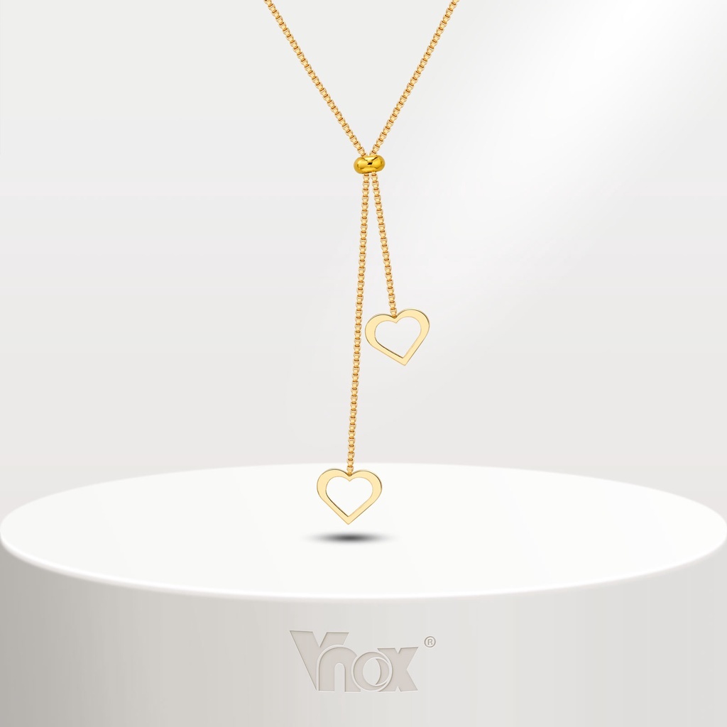 Colar Coração Oco Vnox: Elegância em Aço Inox