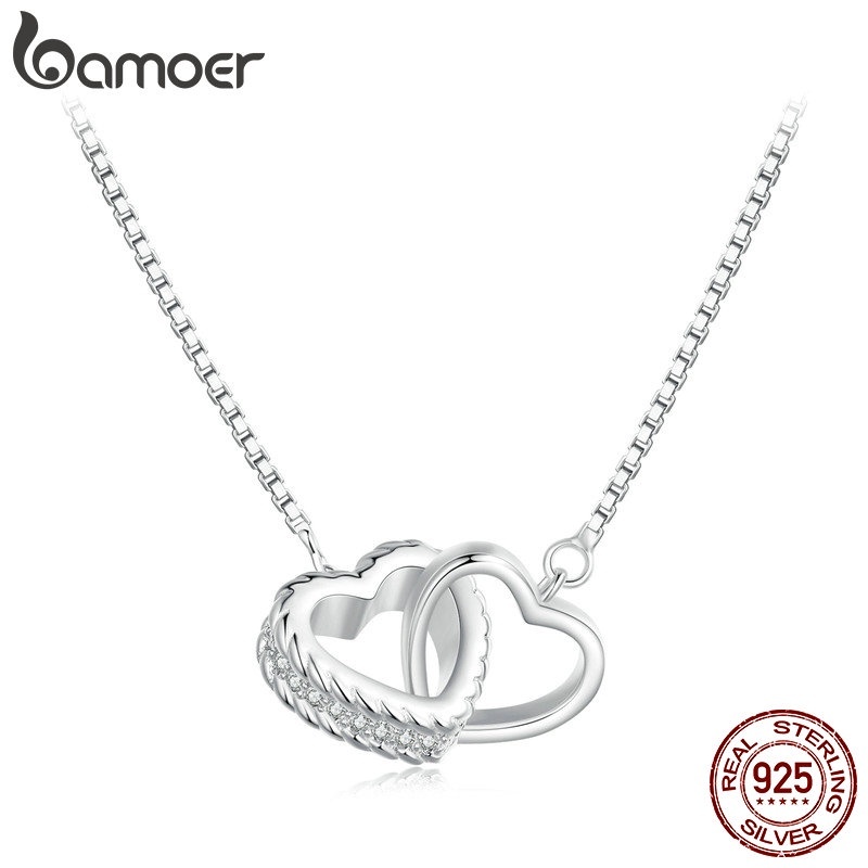 Colar de Corações Bamoer S925: Amor Que Se Completa