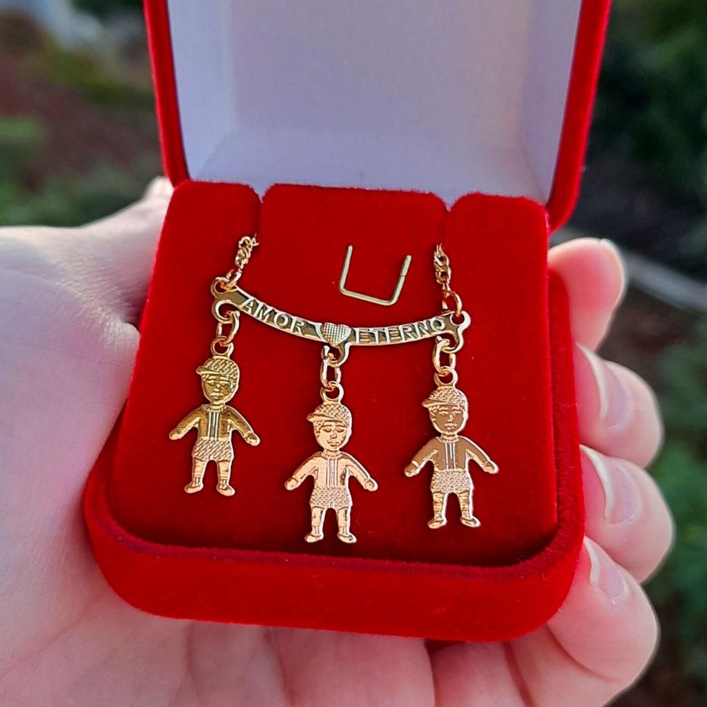 Colar de Filhos Banhado a Ouro 18k para 1 a 4 Crianças – Design Exclusivo e Sofisticado