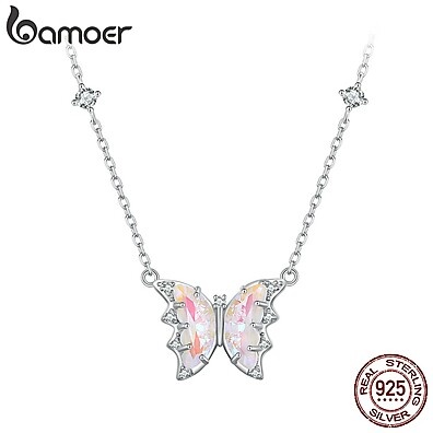 Colar de Prata Borboleta Bamoer 925: Elegância Ajustável
